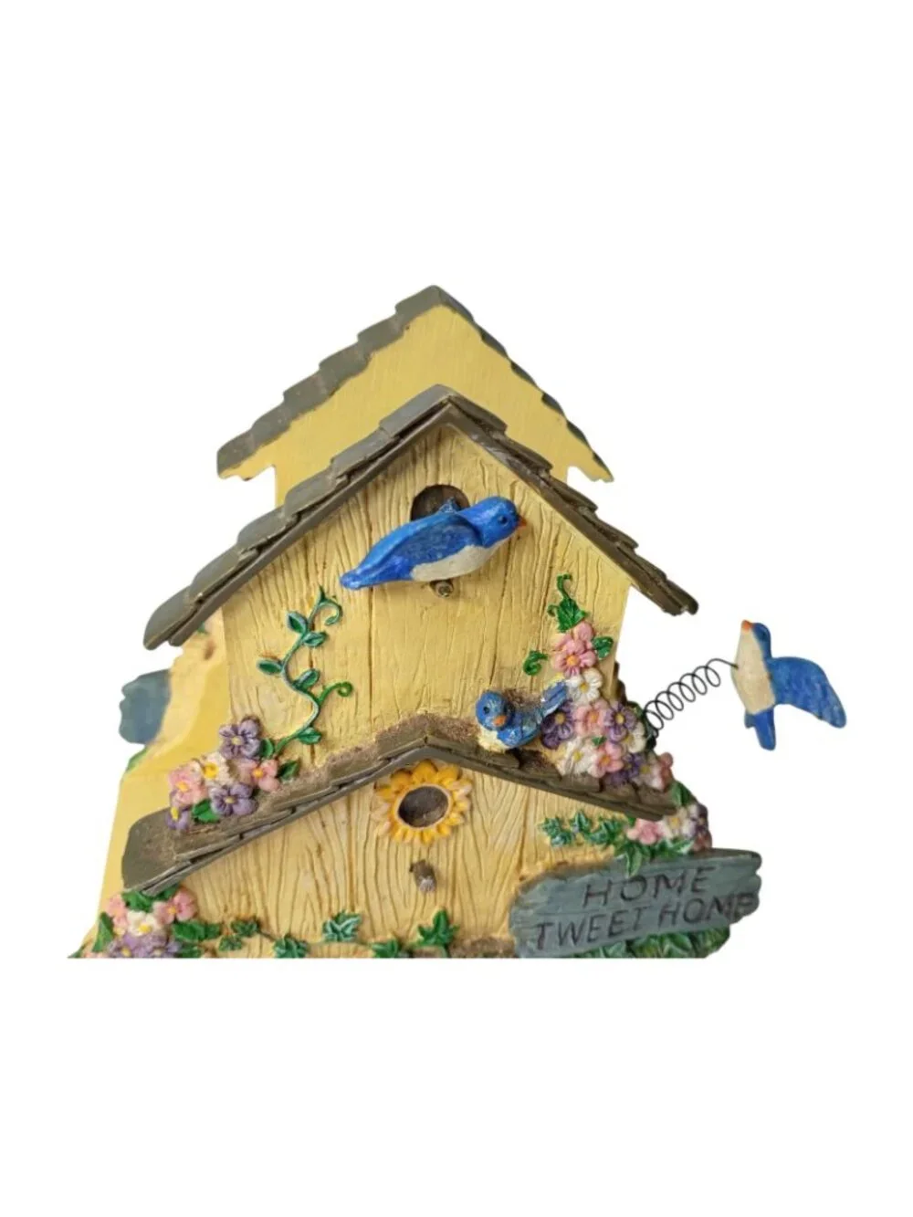 Vintage Resin Birdhouse Napkin Holder Cottagecore Flowers Articulated